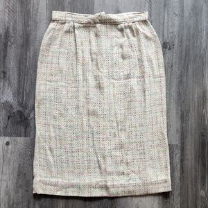 Vintage Strawberry Plant Wool Pencil Skirt Multicolored Stitching Women's‎ 14